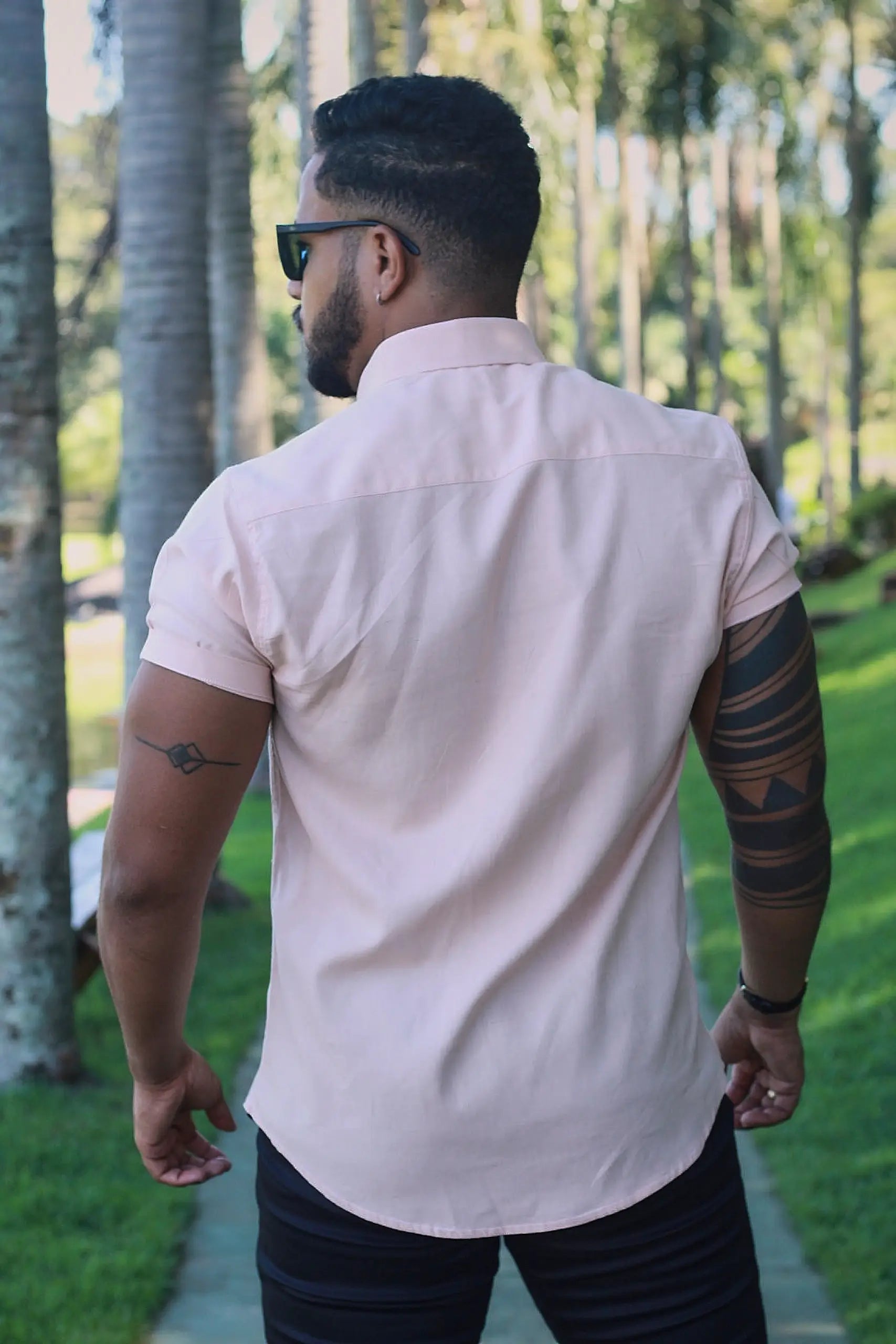 Camisa slim fit Linho Belga Premium Rose Gold