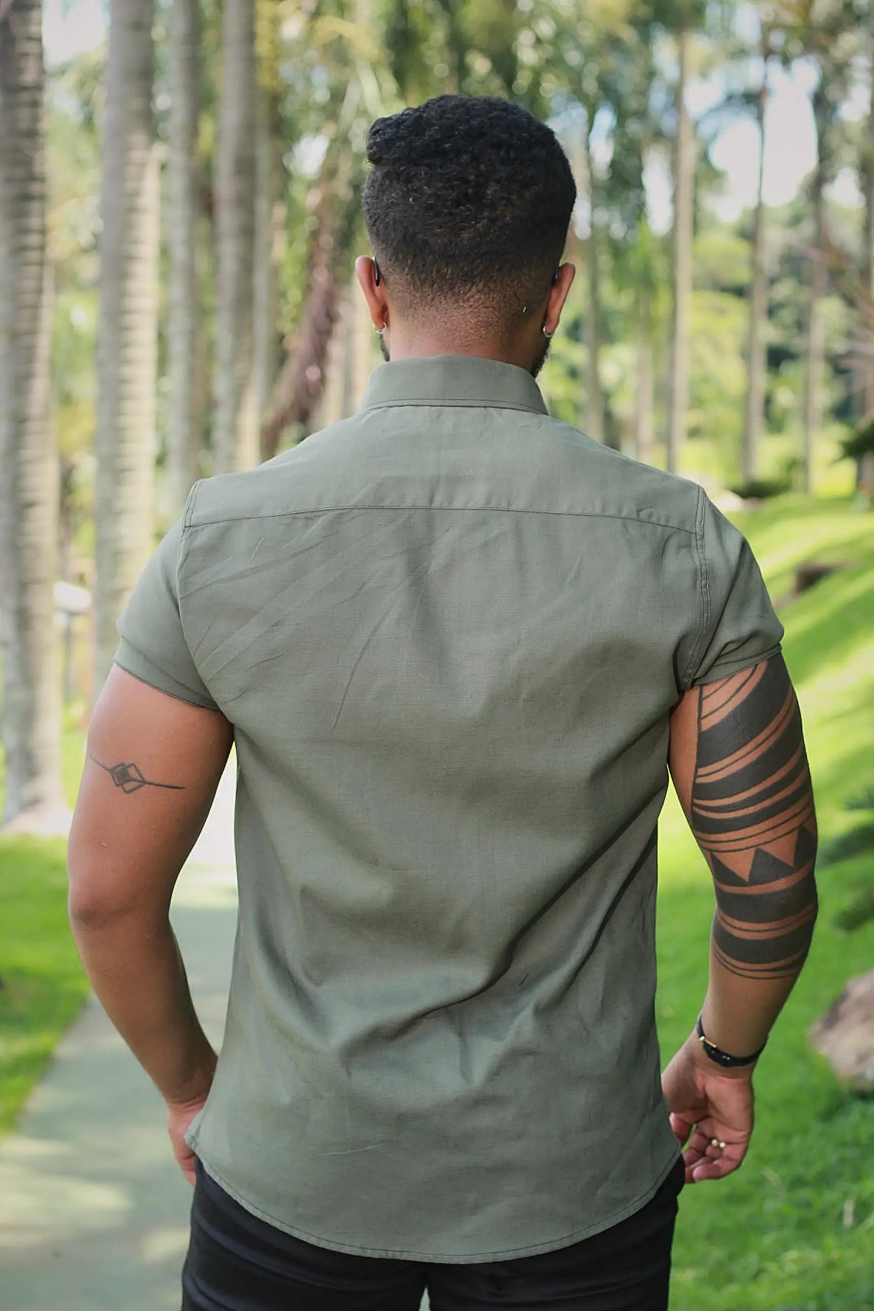 Camisa slim fit Linho Belga Verde Miliar