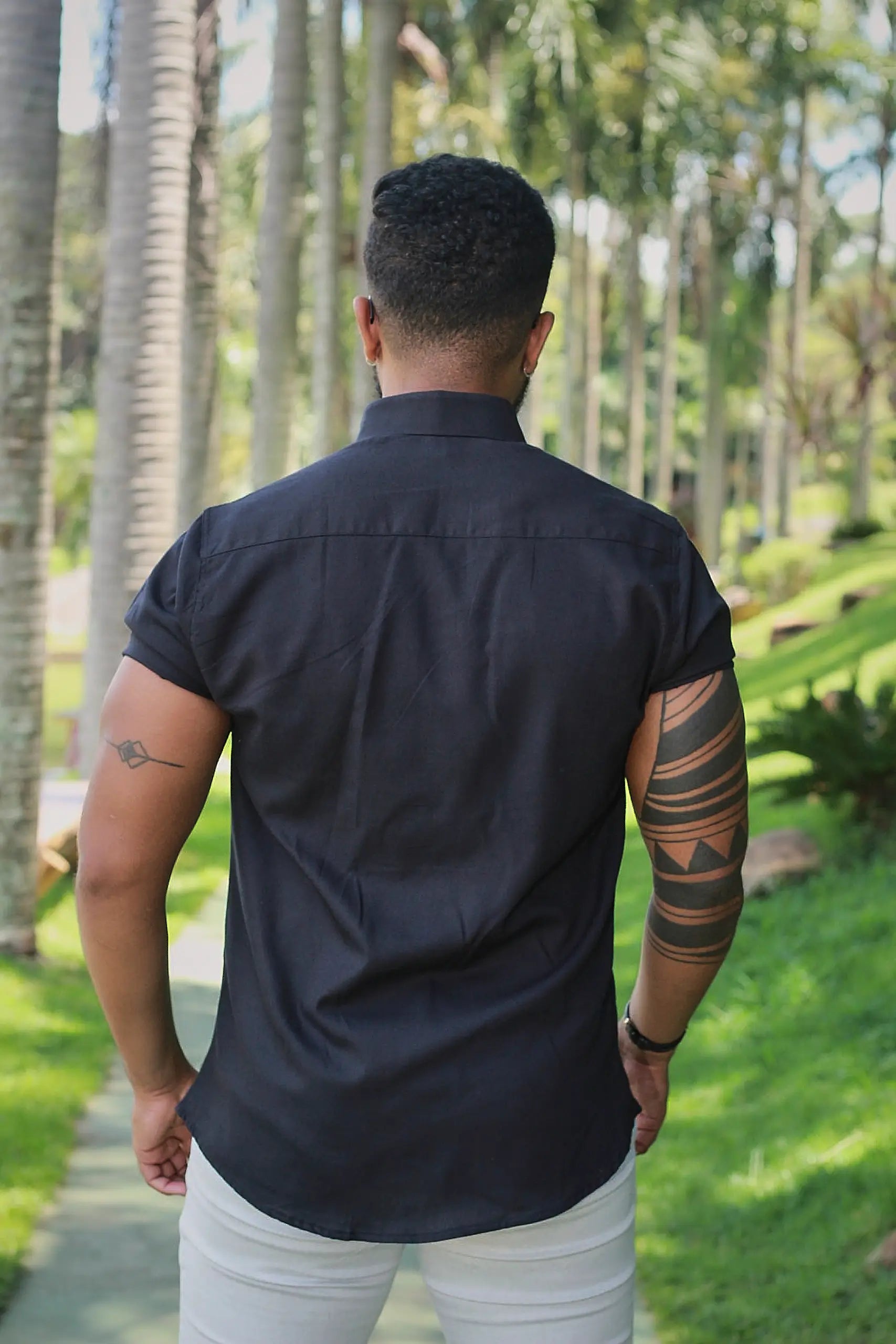 Camisa slim fit Linho Belga Black