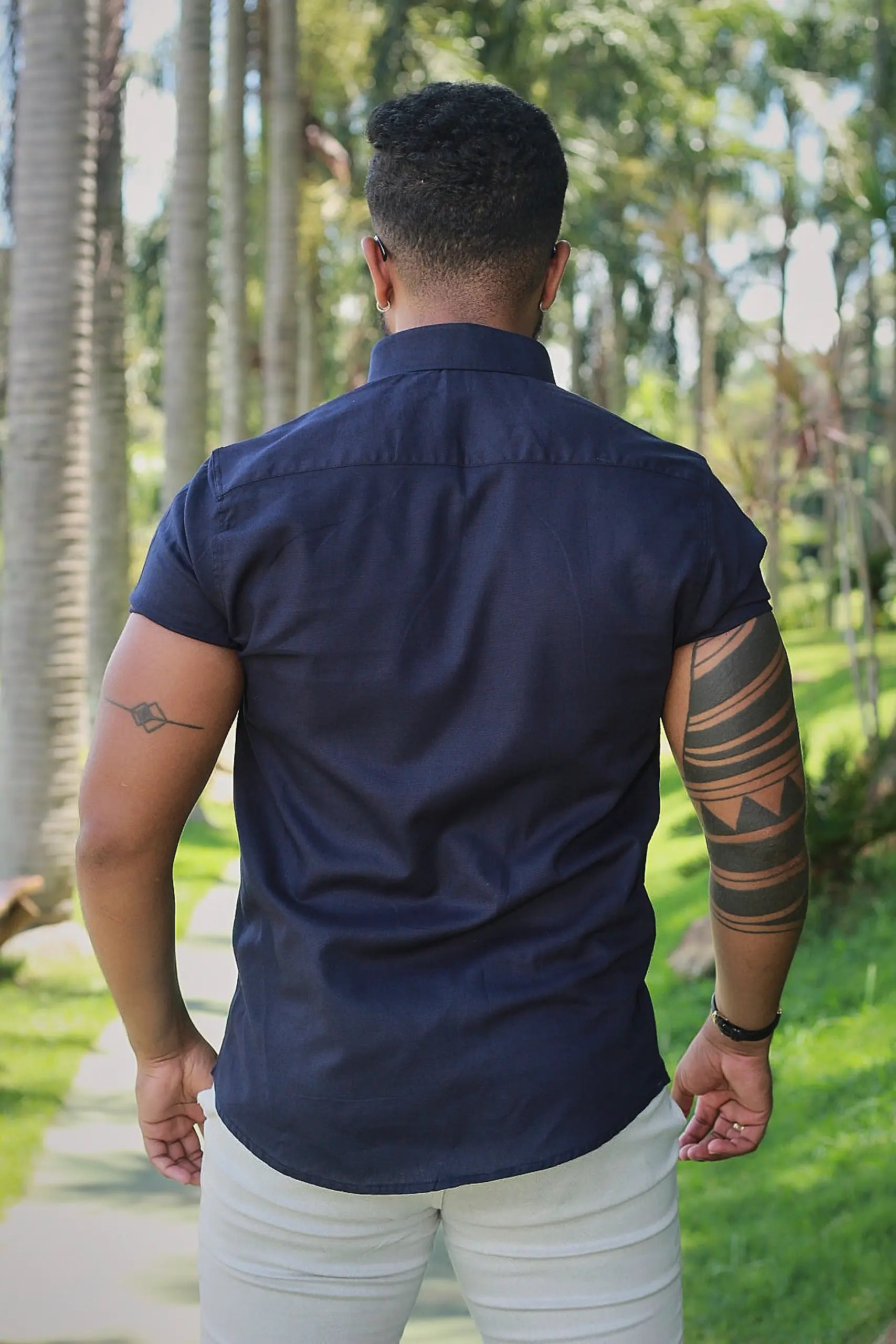 Camisa slim fit Linho Belga Azul Marinho