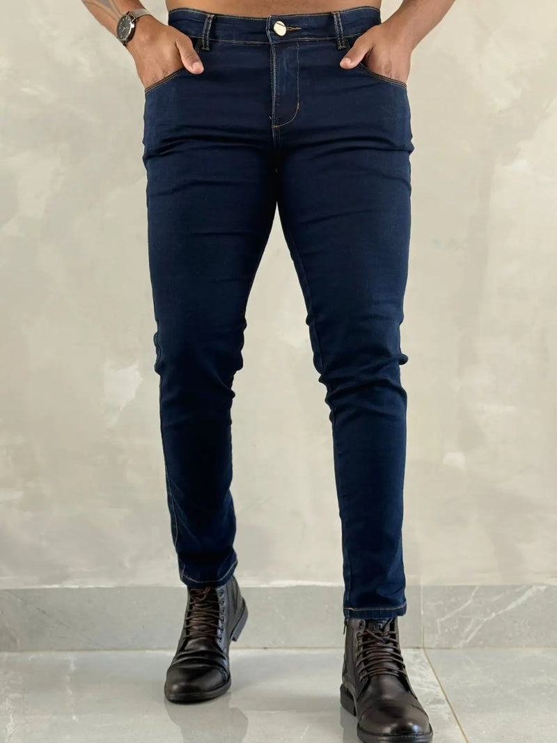 Kit 3 Calças Jeans Com Elastano Premium, Azul Intenso, Azul Medio , Azul Clara