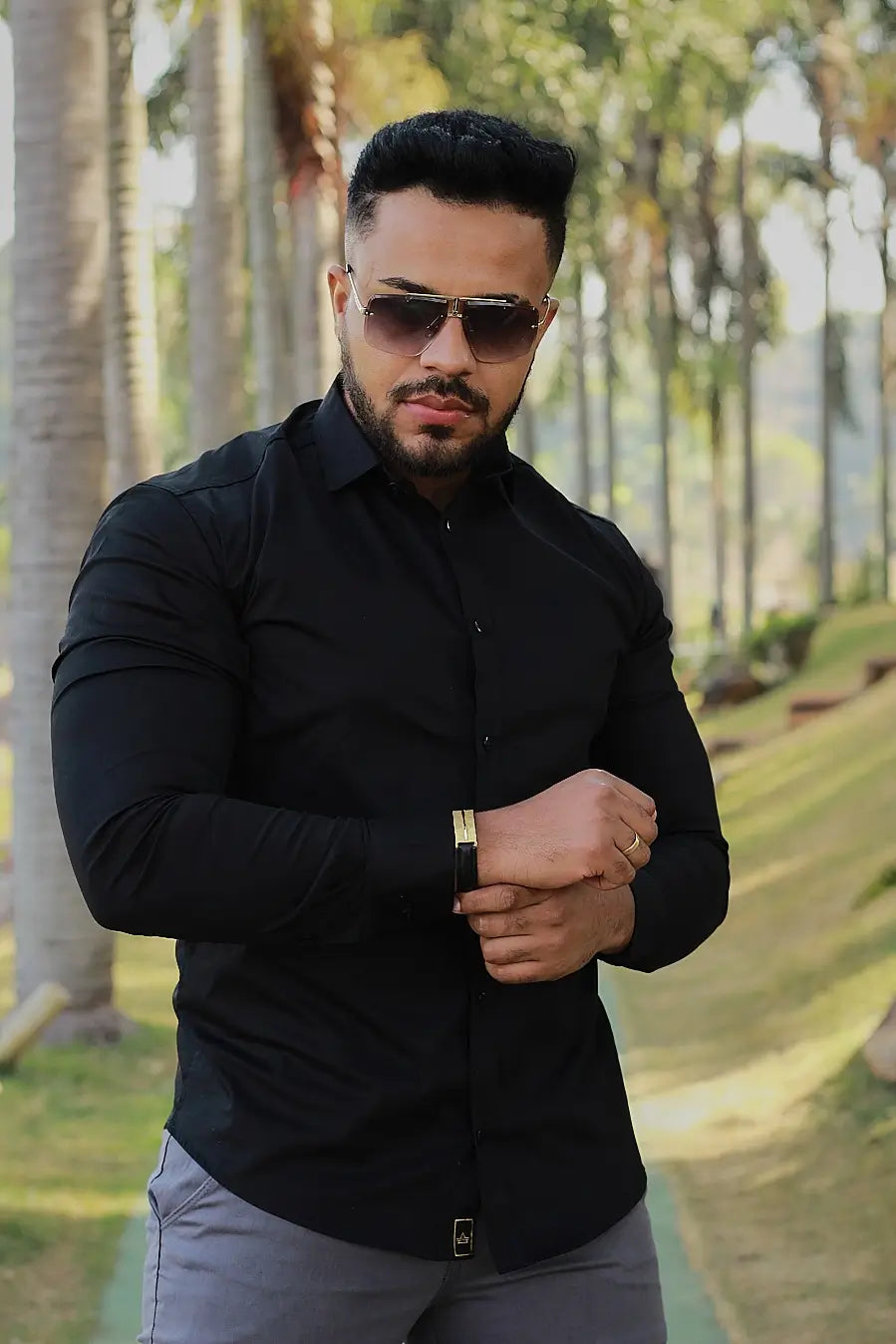 KIT 3 Manga Longa  Branco / Preto  / cinza Premium Com Elastano