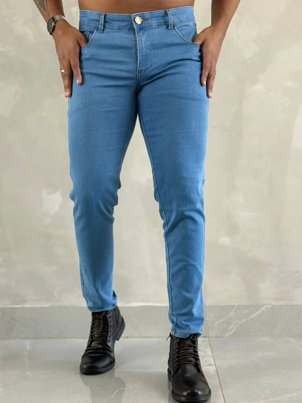 Kit 3 Calças Jeans Com Elastano Premium, Azul Intenso, Azul Medio , Azul Clara