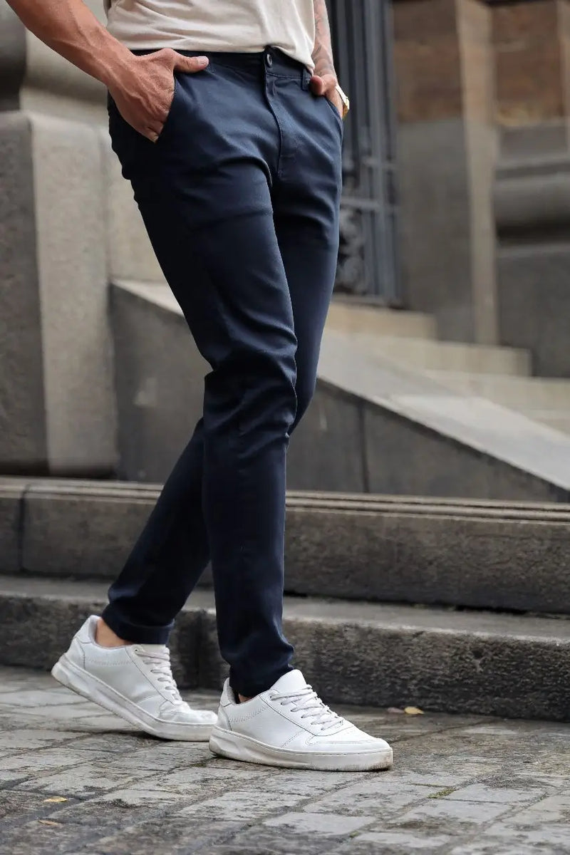 Calça alfaiataria Azul Noite bolso faca  jeans 5% de elastano