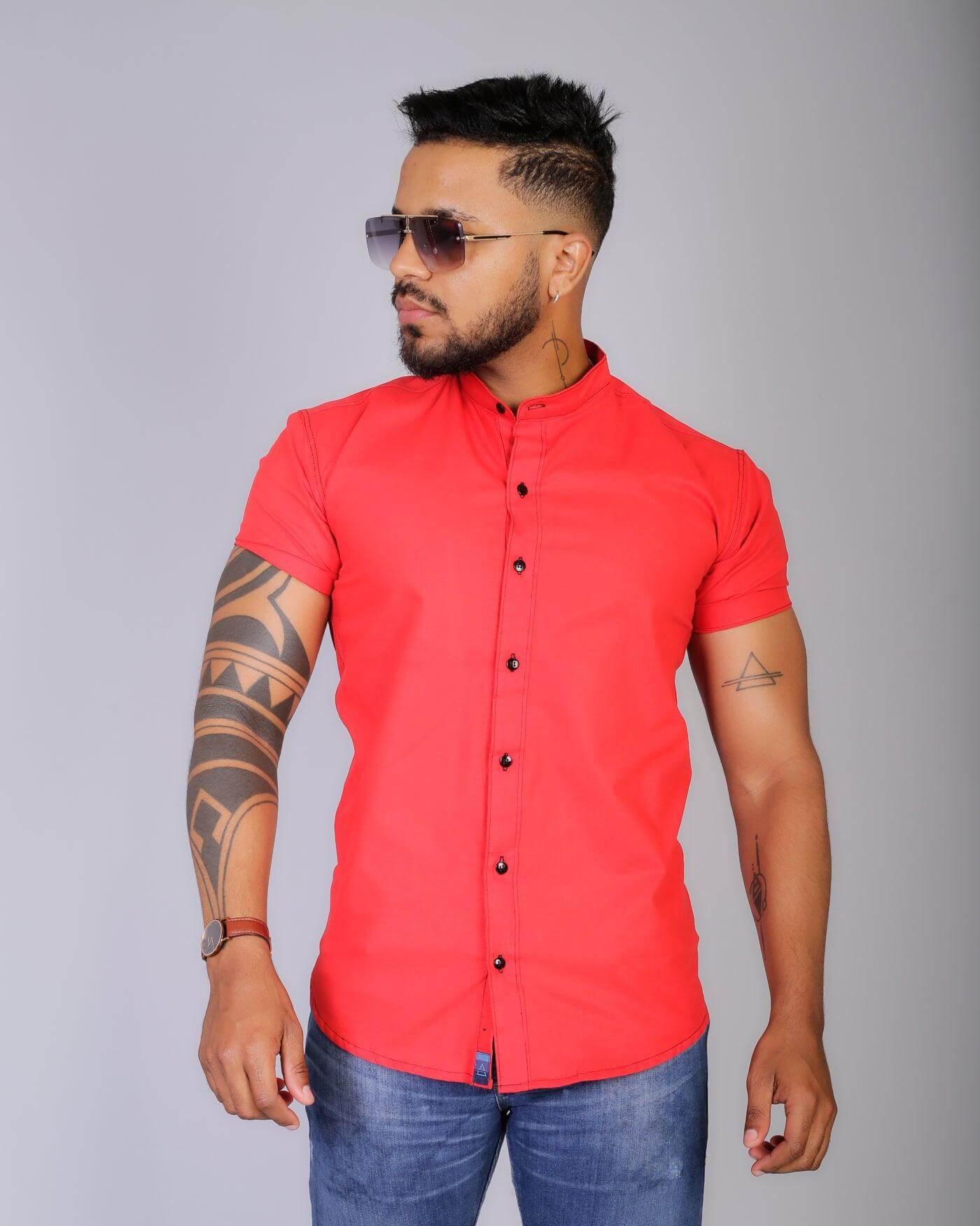 Camisa slim fit Gola padre Mesquita Vermelha - invictacamisaria
