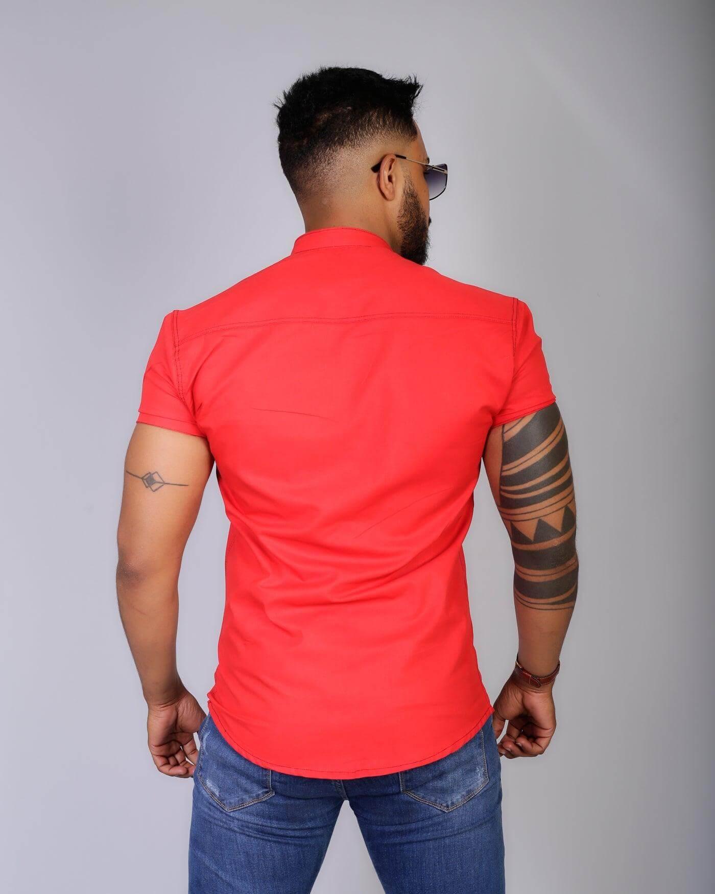 Camisa slim fit Gola padre Mesquita Vermelha - invictacamisaria