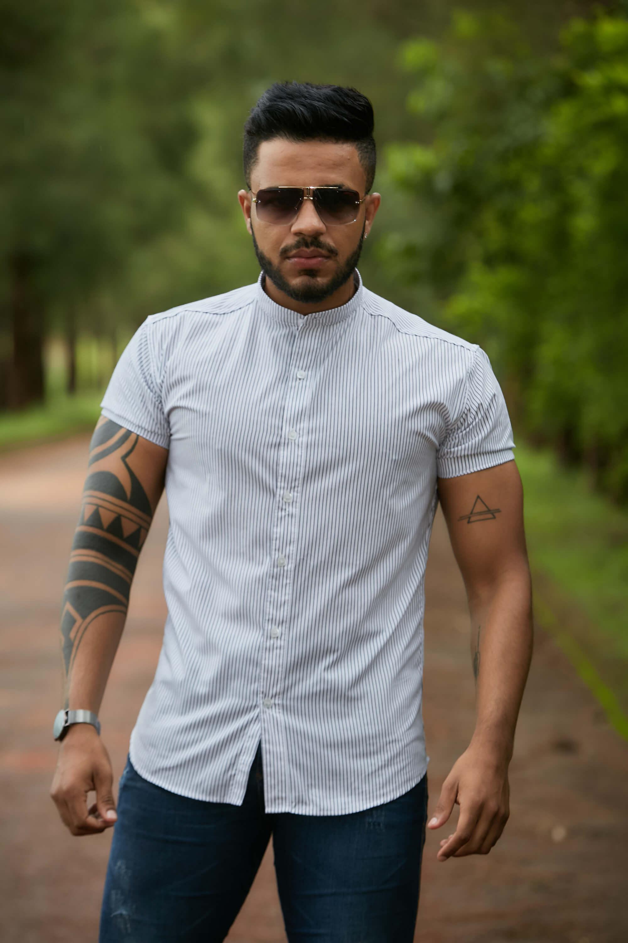 CAMISA SLIM FIT GOLA PADRE NEBRASKA - invictacamisaria