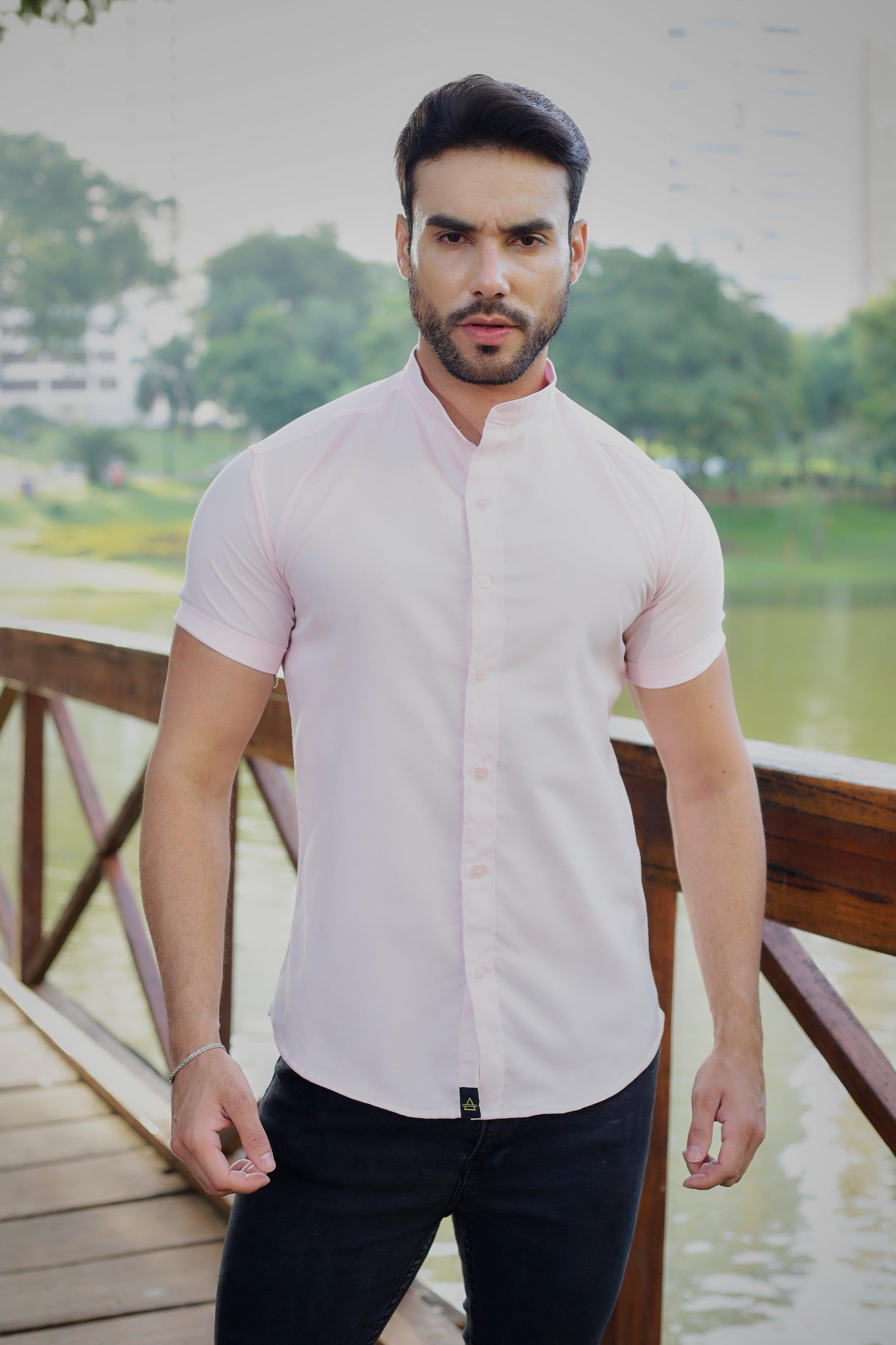 CAMISA SLIM FIT GOLA PADRE ROSA BEBÊ - invictacamisaria