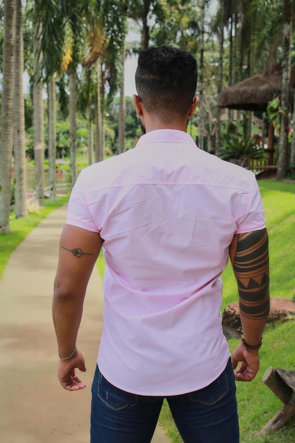 Camisa Slim Fit Ref 213 Rosa BB - invictacamisaria