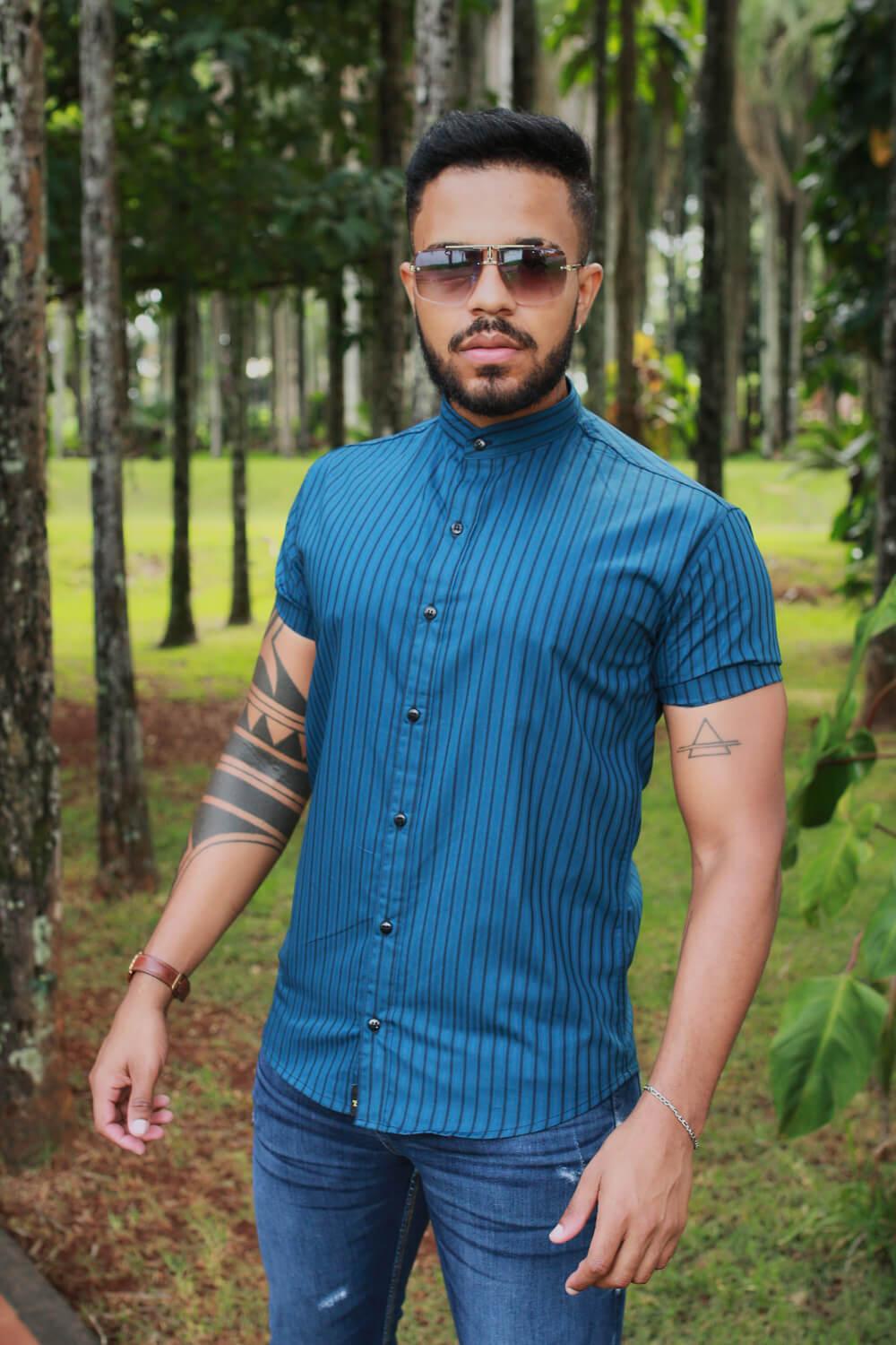 Camisa Slim Fit Ref 232 Gola Padre - invictacamisaria