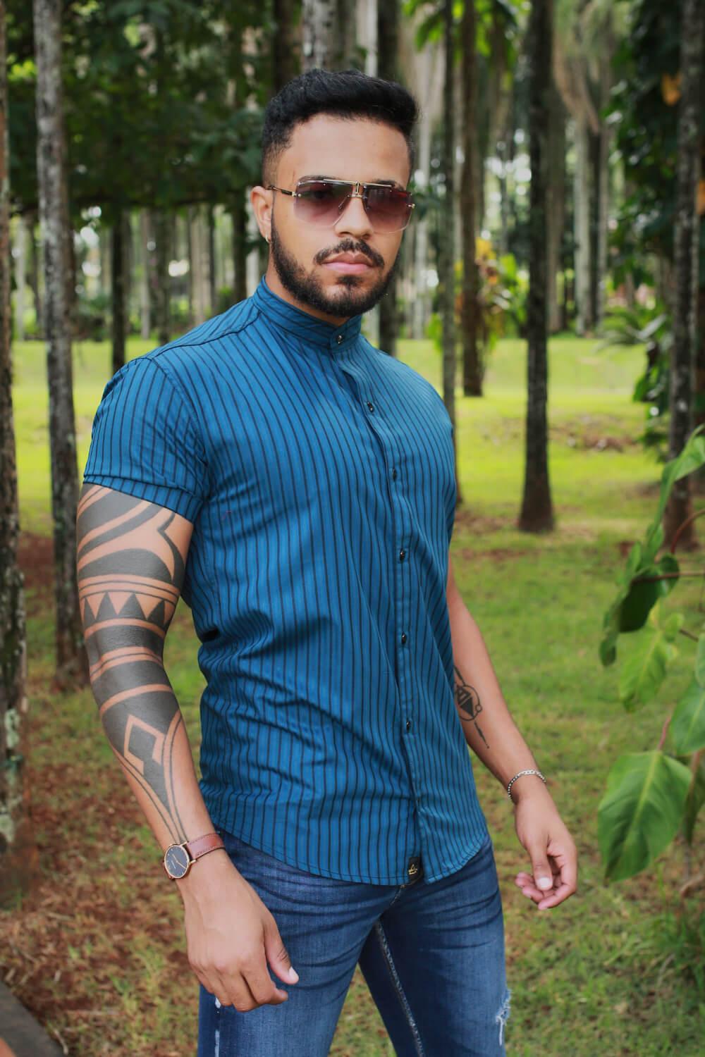 Camisa Slim Fit Ref 232 Gola Padre - invictacamisaria