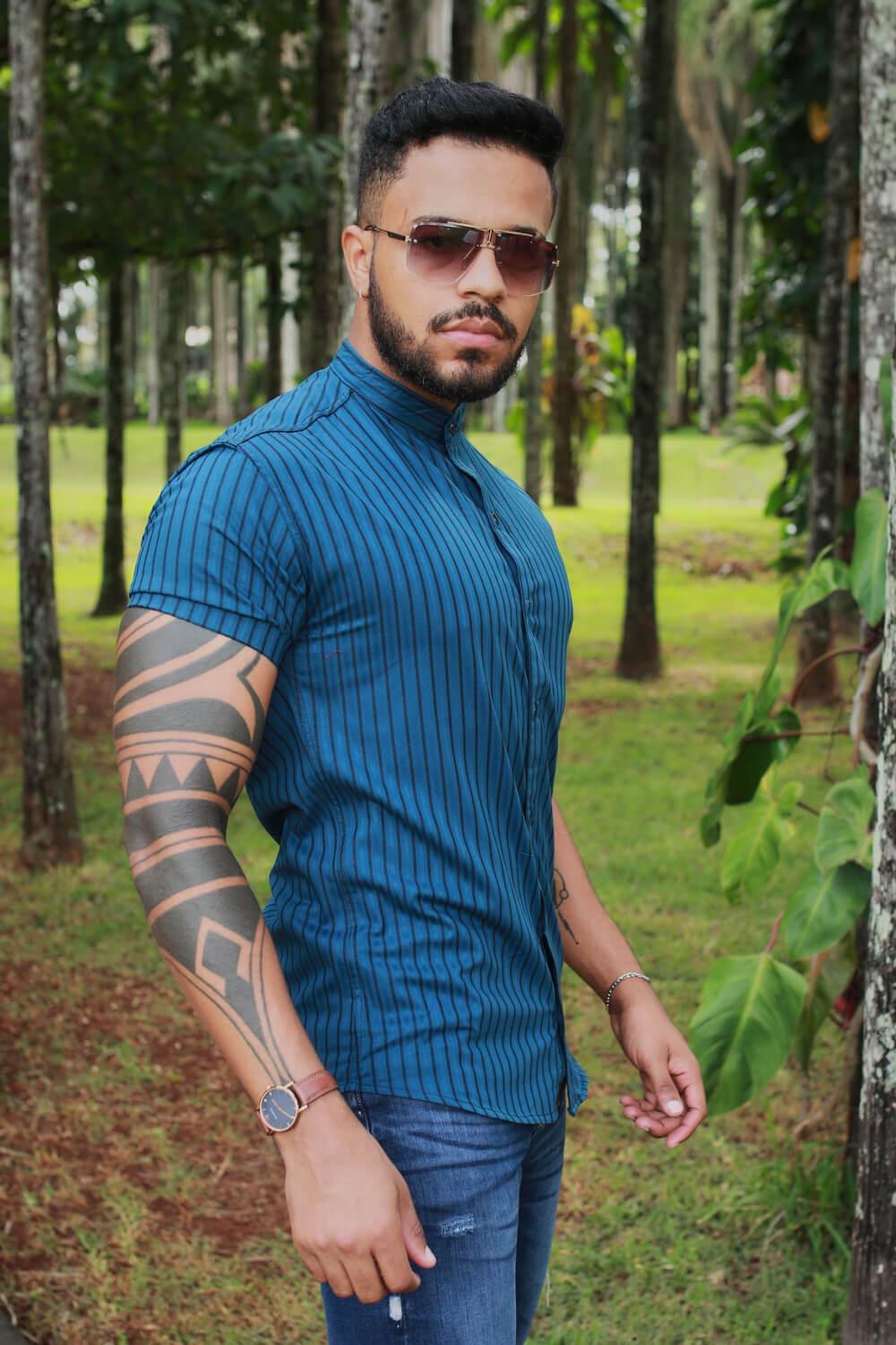 Camisa Slim Fit Ref 232 Gola Padre - invictacamisaria